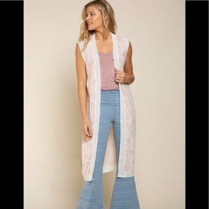 White Sleeveless Cardigan Sweater 